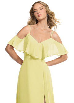 Azazie Jean Bridesmaid Dresses Lemon Sorbet A-Line Chiffon Convertible Dress image6