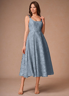 Briac Dusty Blue A-line Midi Dress | Azazie