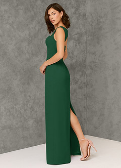 Azazie Flori Bridesmaid Dresses Dark Green Sheath Square Neckline Chiffon Dress image5