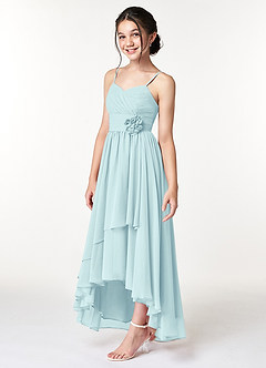 Azazie Catalina Junior A-Linie Gestreift Chiffon Kleid Seegrün image3