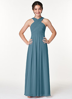 Azazie Kaleigh Junior Bermuda A-Line Pleated Chiffon Dress image1