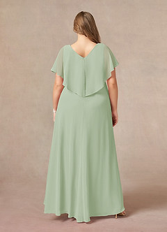 Azazie Eliza Mother of the Bride Dresses Dusty Sage A-Line V-Neck Pleated Chiffon Dress image2