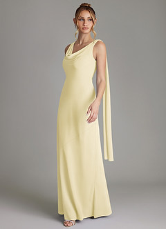 Azazie Essence Bridesmaid Dresses Lemon Sorbet Sheath Chiffon Dress image4