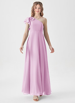 Azazie Arabella Junior Robe Trapèze en Mousseline de soie Rayé Rose Bonbon image5