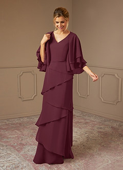 Azazie OHara vestidos de madre de la novia Vestido de Cabernet de Gasa de Corte En A con Cuello en V image3