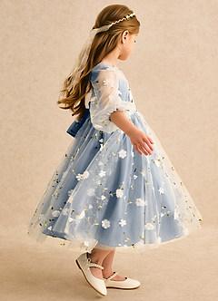 Azazie Elowen Sukienki dla dziewczynek sypiących kwiaty Linia A Dekolt w kształcie serca Sznurówka Długość herbaty Sukienka image6