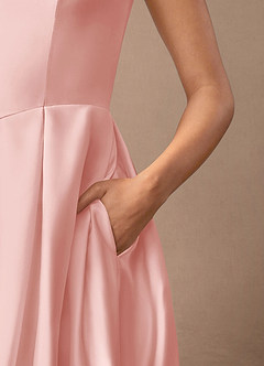 Azazie Fulton Mère de la mariée Robes Robe Trapèze en Satin extensible Plissée Rose Poudré image7