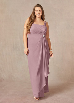 Azazie Weisz Abiti per la Madre della Sposa Abito A-Line in Chiffon Plissettato con Scollo Quadrato Rosa Polverosa image10