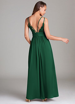 Azazie Maren Allure Vestidos de damas de honor Vestido de Verde Oscuro de Satén Elástico de Corte en A con Encaje image5