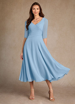 Azazie Durant Mother of the Bride Dresses Powder Blue A-Line Pleated Chiffon Dress image2