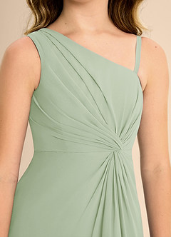Azazie Brooke Junior A-Linie Seitliche Cut-Outs Chiffon Kleid Staubiger Salbeigrün image7