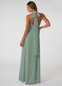 Azazie Fifi Robes de demoiselle d'honneur Robe Trapèze Convertible en Mousseline de soie Sans bretelles Sauge D'argent image3