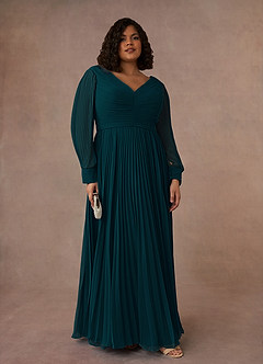 Azazie Zina Abiti per la Madre della Sposa Abito A-Line in Chiffon Plissettato Pino image7