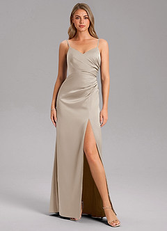 Azazie Azuree Brautjungfernkleider A-Linie Plissee Stretch-Satin Kleid Frost image6