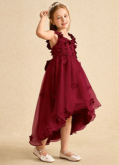 Azazie Tweety Flower Girl Dresses Burgundy A-Line Lace Tulle Dress image1