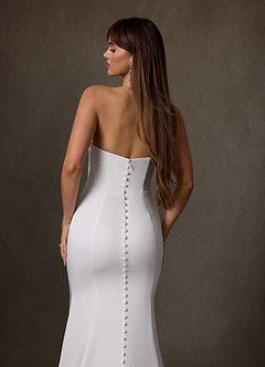 Azazie Jennet Trouwjurken Jurk van Crêpe rug satijn met Kolom Strapless Diamant Wit image9