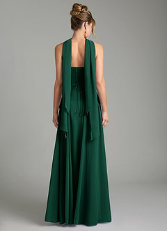 Azazie Gabriela Bridesmaid Dresses Emerald A-Line Corset Chiffon Dress image2