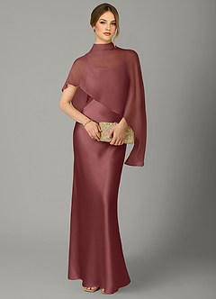 Azazie Jaleesa Abiti da Damigella Abito A-Line in Raso Elasticizzato Collo Alto Ametista image5