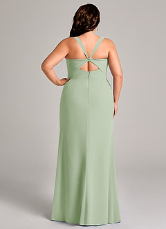 Azazie Mero Bridesmaid Dresses Dusty Sage Sheath Pleated Chiffon Dress image10