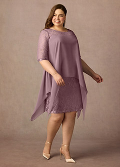 Azazie Flo Abiti per la Madre della Sposa Abito A-Line in Chiffon Pizzo Rosa Polverosa image8