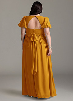 Azazie Madisynn Zwangerschaps Bruidsmeisjekleding Boog Chiffon Vloerlengte Jurk image6