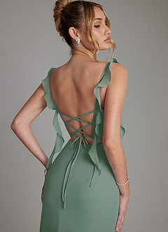 Azazie Jessamine Bridesmaid Dresses Eucalyptus Mermaid Corset Chiffon Dress image2