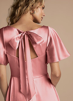 Azazie Kimber Robes de demoiselle d'honneur Robe Trapèze en Satiné métallisé Rayé Rosette image2