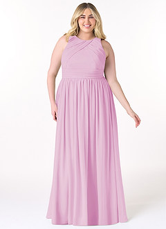 Azazie Harper Abiti da Damigella Abito A-Line in Chiffon Plissettato Rosa Confetto image6