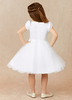 Azazie Malinda Vendita Finale Abito Principessa in Tulle Con Maniche Bianco image2