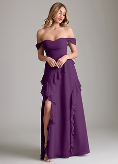 Azazie Sloane Bridesmaid Dresses Grape A-Line Sweetheart Neckline Chiffon Dress image4