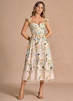 Denisse Blush Pink Multi Midi Dress image3