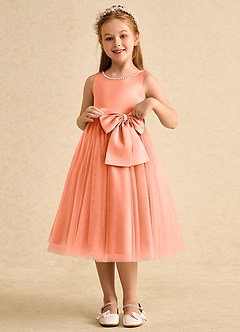 Azazie Twinsie Flower Girl Dresses Sunset A-Line Bow Tulle Dress image3