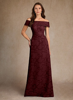 Azazie Medford vestidos de madre de la novia Vestido de Cabernet de Devorado Floral de Corte En A con Vestidos sin tirantes image1