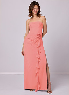 Barbie ♥ Azazie Bridesmaid Dresses Coral Sheath Strapless Chiffon Convertible Dress image1