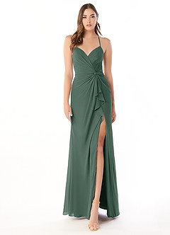 Azazie Aribella Bridesmaid Dresses Sea Moss Sheath Ruched Chiffon Dress image1