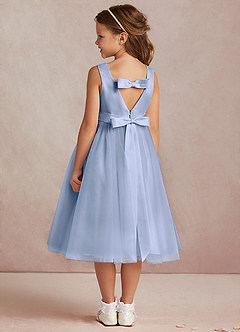 Azazie Marlee Flower Girl Dresses Ice A-Line Pleated Matte Satin Dress image3