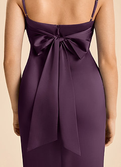 Azazie Fay Junior Plum Mermaid Ruched Stretch Satin Dress image6