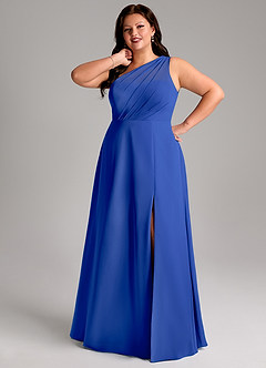 Azazie Phaedra Brautjungfernkleider A-Linie One-Shoulder Chiffon Kleid Königsblau image15