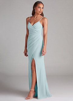 Azazie Maci Brautjungfernkleider Etui Plissee Chiffon Kleid Seegrün image3