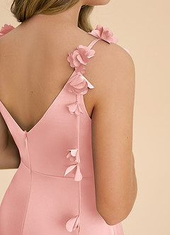 Azazie Gumdrop Junior Powder Pink Empire Pleated Stretch Satin Dress image6