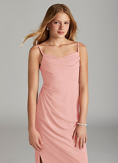 Azazie Mai Junior Rosette Sheath Pleated Chiffon Dress image5