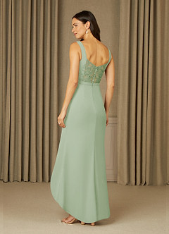 Azazie Yabelle Mother of the Bride Dresses Dusty Sage Mermaid Lace Chiffon Dress image4