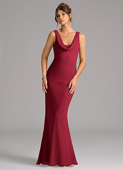 Azazie Rylina Bridesmaid Dresses Burgundy Mermaid Pleated Chiffon Dress image1
