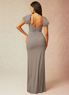 Azazie Tanya Final Sale Taupe Mermaid Pleated Mesh Convertible Dress image2