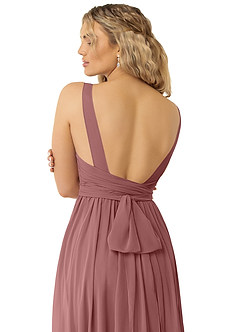 Azazie Kora Bridesmaid Dresses Desert Rose A-Line Pleated Chiffon Dress image3