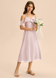 Azazie Kamilla Junior Klä av A-Line i Chiffong Av axeln image1