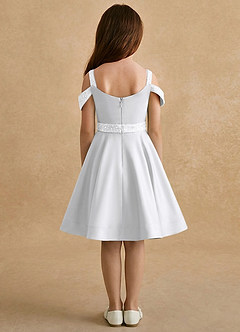 Azazie Judi Flower Girl Dresses White A-Line Matte Satin Dress image2