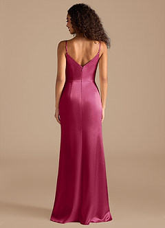 Azazie Deandra Bridesmaid Dresses Burgundy Mermaid Pleated Metallic Satin Dress image5