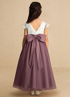 Azazie Pookie Flower Girl Dresses Vintage Mauve A-Line Lace Tulle Dress image5