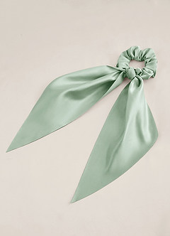 front Matching Color Matte Satin Hair Scarf Scrunchie Set